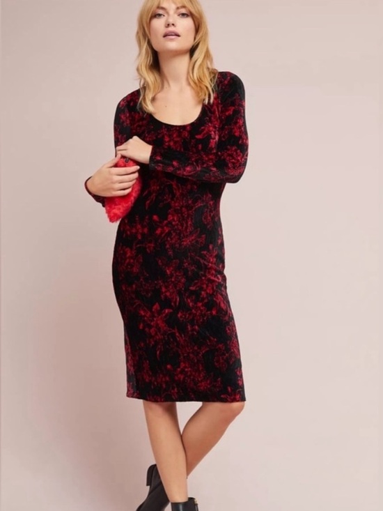 Anthropologie Dresses & Skirts - Anthropologie HD in Paris Dierdre Velvet Column Dress in Red Sz M